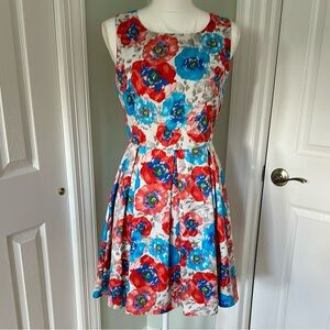 Collective Concepts Coral & Blue A-Line Sundress - size small